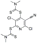 2,5-DICHLORO-3-CYANO-6-{[(DIMETHYLAMINO)CARBONOTHIOYL]THIO}PYRIDIN-4-YL DIMETHYLDITHIOCARBAMATE Struktur