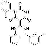 5-{(Z)-ANILINO[(3-FLUOROBENZYL)AMINO]METHYLIDENE}-1-(2-FLUOROPHENYL)-2,4,6(1H,3H)-PYRIMIDINETRIONE Struktur