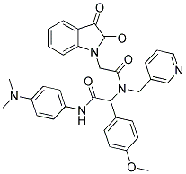 N-(4-(DIMETHYLAMINO)PHENYL)-2-(2-(2,3-DIOXOINDOLIN-1-YL)-N-(PYRIDIN-3-YLMETHYL)ACETAMIDO)-2-(4-METHOXYPHENYL)ACETAMIDE Struktur