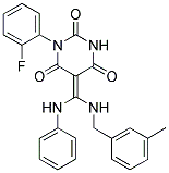 5-{(Z)-ANILINO[(3-METHYLBENZYL)AMINO]METHYLIDENE}-1-(2-FLUOROPHENYL)-2,4,6(1H,3H)-PYRIMIDINETRIONE Struktur