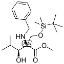 METHYL (2S,3S)-2-BENZYLAMINO-2-(T-BUTYLDIMETHYLSILYLOXYMETHYL)-3-HYDROXY-4-METHYLPENTANOATE Struktur