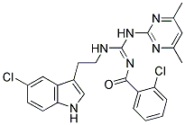 (E)-2-CHLORO-N-((2-(5-CHLORO-1H-INDOL-3-YL)ETHYLAMINO)(4,6-DIMETHYLPYRIMIDIN-2-YLAMINO)METHYLENE)BENZAMIDE Struktur