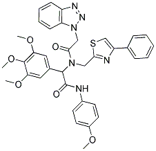 2-(2-(1H-BENZO[D][1,2,3]TRIAZOL-1-YL)-N-((4-PHENYLTHIAZOL-2-YL)METHYL)ACETAMIDO)-N-(4-METHOXYPHENYL)-2-(3,4,5-TRIMETHOXYPHENYL)ACETAMIDE Struktur