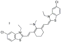 5-CHLORO-2-((E)-2-[3-((E)-2-[5-CHLORO-3-ETHYL-1,3-BENZOTHIAZOL-2(3H)-YLIDENE]ETHYLIDENE)-2-(DIMETHYLAMINO)-1-CYCLOHEXEN-1-YL]ETHENYL)-3-ETHYL-1,3-BENZOTHIAZOL-3-IUM IODIDE Struktur