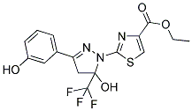 ETHYL 2-[5-HYDROXY-3-(3-HYDROXYPHENYL)-5-(TRIFLUOROMETHYL)-4,5-DIHYDRO-1H-PYRAZOL-1-YL]-1,3-THIAZOLE-4-CARBOXYLATE Struktur