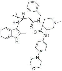 4-(N-BENZYL-2-((1R,3S)-2,2-DIMETHYL-3-(2-METHYL-1H-INDOL-3-YL)CYCLOPROPYL)ACETAMIDO)-1-METHYL-N-(4-MORPHOLINOPHENYL)PIPERIDINE-4-CARBOXAMIDE Struktur