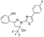 1-[4-(4-FLUOROPHENYL)-1,3-THIAZOL-2-YL]-3-(2-HYDROXYPHENYL)-5-(TRIFLUOROMETHYL)-4,5-DIHYDRO-1H-PYRAZOL-5-OL Struktur