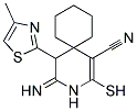 4-IMINO-2-MERCAPTO-5-(4-METHYL-1,3-THIAZOL-2-YL)-3-AZASPIRO[5.5]UNDEC-1-ENE-1-CARBONITRILE Struktur