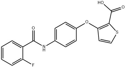 3-(4-[(2-FLUOROBENZOYL)AMINO]PHENOXY)-2-THIOPHENECARBOXYLIC ACID Struktur