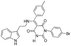 (E)-5-((2-(1H-INDOL-3-YL)ETHYLAMINO)(P-TOLYL)METHYLENE)-1-(4-BROMOPHENYL)PYRIMIDINE-2,4,6(1H,3H,5H)-TRIONE Struktur