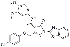 (Z)-1-(BENZO[D]THIAZOL-2-YL)-3-((4-CHLOROPHENYLTHIO)METHYL)-4-(1-(3,4-DIMETHOXYPHENYLAMINO)ETHYLIDENE)-1H-PYRAZOL-5(4H)-ONE Struktur