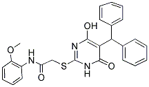 2-[(5-BENZHYDRYL-4-HYDROXY-6-OXO-1,6-DIHYDRO-2-PYRIMIDINYL)SULFANYL]-N-(2-METHOXYPHENYL)ACETAMIDE Struktur