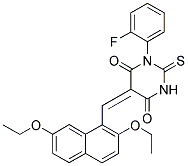 (E)-5-((2,7-DIETHOXYNAPHTHALEN-1-YL)METHYLENE)-1-(2-FLUOROPHENYL)-2-THIOXO-DIHYDROPYRIMIDINE-4,6(1H,5H)-DIONE Struktur