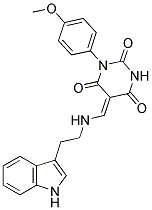 (5Z)-5-({[2-(1H-INDOL-3-YL)ETHYL]AMINO}METHYLENE)-1-(4-METHOXYPHENYL)PYRIMIDINE-2,4,6(1H,3H,5H)-TRIONE Struktur