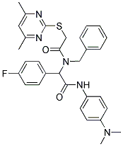 N-BENZYL-N-(2-(4-(DIMETHYLAMINO)PHENYLAMINO)-1-(4-FLUOROPHENYL)-2-OXOETHYL)-2-(4,6-DIMETHYLPYRIMIDIN-2-YLTHIO)ACETAMIDE Struktur