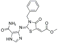 METHYL (2E)-((2Z)-2-{[5-(AMINOCARBONYL)-1H-IMIDAZOL-4-YL]IMINO}-3-BENZYL-4-OXO-1,3-THIAZOLIDIN-5-YLIDENE)ACETATE Struktur