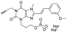 3,7-DIHYDRO-8-[(1E)-2-(3-METHOXYPHENYL)ETHENYL]-7-METHYL-3-[3-(PHOSPHONOOXY)PROPYL-1-(2-PROPYNYL)-1H-PURINE-2,6-DIONE DISODIUM SALT Struktur