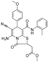 METHYL 2-(5-AMINO-6-CYANO-7-(4-METHOXYPHENYL)-3-OXO-8-(O-TOLYLCARBAMOYL)-3,7-DIHYDRO-2H-THIAZOLO[3,2-A]PYRIDIN-2-YL)ACETATE Struktur