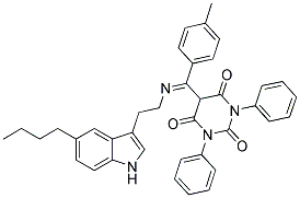 (E)-5-((2-(5-BUTYL-1H-INDOL-3-YL)ETHYLIMINO)(P-TOLYL)METHYL)-1,3-DIPHENYLPYRIMIDINE-2,4,6(1H,3H,5H)-TRIONE Struktur