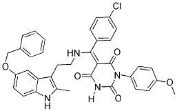 (E)-5-((2-(5-(BENZYLOXY)-2-METHYL-1H-INDOL-3-YL)ETHYLAMINO)(4-CHLOROPHENYL)METHYLENE)-1-(4-METHOXYPHENYL)PYRIMIDINE-2,4,6(1H,3H,5H)-TRIONE Struktur