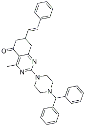 (E)-2-(4-BENZHYDRYLPIPERAZIN-1-YL)-4-METHYL-7-STYRYL-7,8-DIHYDROQUINAZOLIN-5(6H)-ONE Struktur