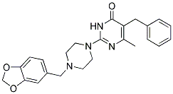 2-[4-(1,3-BENZODIOXOL-5-YLMETHYL)-1-PIPERAZINYL]-5-BENZYL-6-METHYL-4(3H)-PYRIMIDINONE Struktur