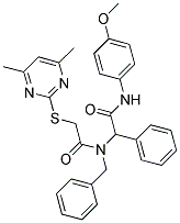 N-BENZYL-2-(4,6-DIMETHYLPYRIMIDIN-2-YLTHIO)-N-(2-(4-METHOXYPHENYLAMINO)-2-OXO-1-PHENYLETHYL)ACETAMIDE Struktur