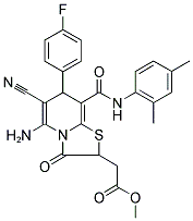 METHYL 2-(5-AMINO-6-CYANO-8-(2,4-DIMETHYLPHENYLCARBAMOYL)-7-(4-FLUOROPHENYL)-3-OXO-3,7-DIHYDRO-2H-THIAZOLO[3,2-A]PYRIDIN-2-YL)ACETATE Struktur