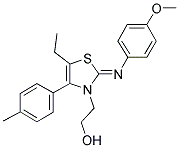 2-[(2Z)-5-ETHYL-2-[(4-METHOXYPHENYL)IMINO]-4-(4-METHYLPHENYL)-1,3-THIAZOL-3(2H)-YL]ETHANOL Struktur