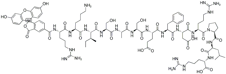 5-FAM-ARG-LYS-ILE-SER-ALA-SER-GLU-PHE-ASP-ARG-PRO-LEU-ARG-OH Struktur