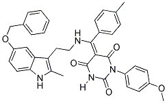 (E)-5-((2-(5-(BENZYLOXY)-2-METHYL-1H-INDOL-3-YL)ETHYLAMINO)(P-TOLYL)METHYLENE)-1-(4-METHOXYPHENYL)PYRIMIDINE-2,4,6(1H,3H,5H)-TRIONE Struktur