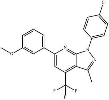 1-(4-CHLOROPHENYL)-6-(3-METHOXYPHENYL)-3-METHYL-4-(TRIFLUOROMETHYL)-1H-PYRAZOLO[3,4-B]PYRIDINE Struktur