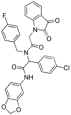 N-(BENZO[D][1,3]DIOXOL-5-YL)-2-(4-CHLOROPHENYL)-2-(2-(2,3-DIOXOINDOLIN-1-YL)-N-(4-FLUOROBENZYL)ACETAMIDO)ACETAMIDE Struktur