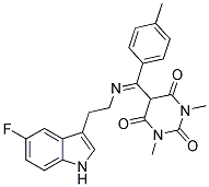 5-[{[2-(5-FLUORO-1H-INDOL-3-YL)ETHYL]IMINO}(4-METHYLPHENYL)METHYL]-1,3-DIMETHYL-2,4,6(1H,3H,5H)-PYRIMIDINETRIONE Struktur