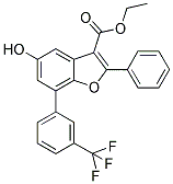 ETHYL 5-HYDROXY-2-PHENYL-7-[3-(TRIFLUOROMETHYL)PHENYL]-1-BENZOFURAN-3-CARBOXYLATE Struktur