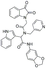 N-(BENZO[D][1,3]DIOXOL-5-YL)-2-(2-(2,3-DIOXOINDOLIN-1-YL)-N-(PYRIDIN-3-YLMETHYL)ACETAMIDO)-2-(1H-INDOL-3-YL)ACETAMIDE Struktur