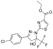 ETHYL 2-[3-(4-CHLOROPHENYL)-5-HYDROXY-5-(TRIFLUOROMETHYL)-4,5-DIHYDRO-1H-PYRAZOL-1-YL]-1,3-THIAZOLE-4-CARBOXYLATE Struktur