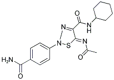 (5Z)-5-(ACETYLIMINO)-2-[4-(AMINOCARBONYL)PHENYL]-N-CYCLOHEXYL-2,5-DIHYDRO-1,2,3-THIADIAZOLE-4-CARBOXAMIDE Struktur