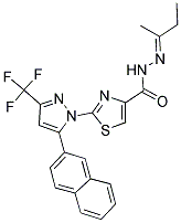 N'-[(1E)-1-METHYLPROPYLIDENE]-2-[5-(2-NAPHTHYL)-3-(TRIFLUOROMETHYL)-1H-PYRAZOL-1-YL]-1,3-THIAZOLE-4-CARBOHYDRAZIDE Struktur