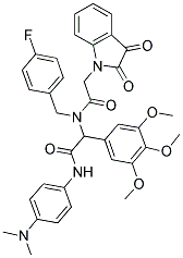 N-(4-(DIMETHYLAMINO)PHENYL)-2-(2-(2,3-DIOXOINDOLIN-1-YL)-N-(4-FLUOROBENZYL)ACETAMIDO)-2-(3,4,5-TRIMETHOXYPHENYL)ACETAMIDE Struktur