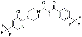 4-[3-CHLORO-5-(TRIFLUOROMETHYL)PYRIDIN-2-YL]-N-[4-(TRIFLUOROMETHYL)BENZOYL]PIPERAZINE-1-CARBOXAMIDE Struktur