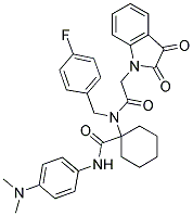 N-(4-(DIMETHYLAMINO)PHENYL)-1-(2-(2,3-DIOXOINDOLIN-1-YL)-N-(4-FLUOROBENZYL)ACETAMIDO)CYCLOHEXANECARBOXAMIDE Struktur