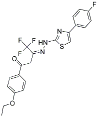 (3Z)-1-(4-ETHOXYPHENYL)-4,4,4-TRIFLUOROBUTANE-1,3-DIONE 3-{[4-(4-FLUOROPHENYL)-1,3-THIAZOL-2-YL]HYDRAZONE} Struktur