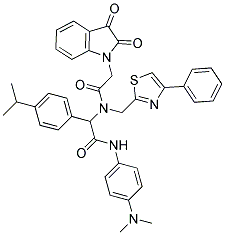 N-(4-(DIMETHYLAMINO)PHENYL)-2-(2-(2,3-DIOXOINDOLIN-1-YL)-N-((4-PHENYLTHIAZOL-2-YL)METHYL)ACETAMIDO)-2-(4-ISOPROPYLPHENYL)ACETAMIDE Struktur