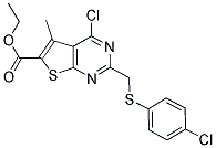 ETHYL 4-CHLORO-2-([(4-CHLOROPHENYL)THIO]METHYL)-5-METHYLTHIENO[2,3-D]PYRIMIDINE-6-CARBOXYLATE Struktur