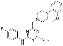 N2-(4-FLUOROPHENYL)-6-((4-(2-METHOXYPHENYL)PIPERAZIN-1-YL)METHYL)-1,3,5-TRIAZINE-2,4-DIAMINE Struktur