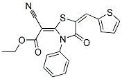 ETHYL (2E)-CYANO[(5E)-4-OXO-3-PHENYL-5-(THIEN-2-YLMETHYLENE)-1,3-THIAZOLIDIN-2-YLIDENE]ACETATE Struktur