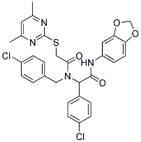 N-(BENZO[D][1,3]DIOXOL-5-YL)-2-(N-(4-CHLOROBENZYL)-2-(4,6-DIMETHYLPYRIMIDIN-2-YLTHIO)ACETAMIDO)-2-(4-CHLOROPHENYL)ACETAMIDE Struktur