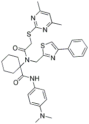 N-(4-(DIMETHYLAMINO)PHENYL)-1-(2-(4,6-DIMETHYLPYRIMIDIN-2-YLTHIO)-N-((4-PHENYLTHIAZOL-2-YL)METHYL)ACETAMIDO)CYCLOHEXANECARBOXAMIDE Struktur