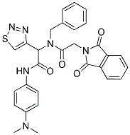 N-BENZYL-N-(2-(4-(DIMETHYLAMINO)PHENYLAMINO)-2-OXO-1-(1,2,3-THIADIAZOL-4-YL)ETHYL)-2-(1,3-DIOXOISOINDOLIN-2-YL)ACETAMIDE Struktur